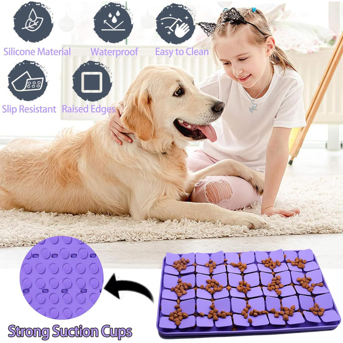 Килимок для собак Femont Leckmatte, 30 см, для повільного годування з 165 присосками, без BPA, для зниження тривоги, нудьги, грумінгу, дресирування (Зелений)