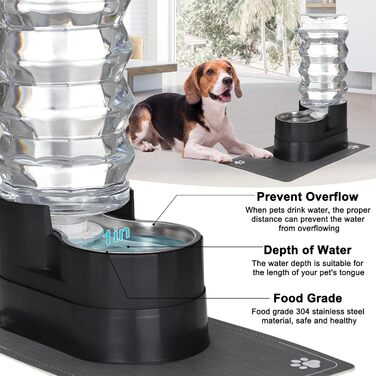 Автоматичний поїльник для тварин Sfozstra, нержавіюча сталь, водонепроникний піддон, підвищений край, для котів та собак (з залізом, 9л)