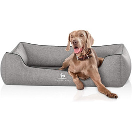 Ортопедичне велюрове ліжко для собак Knuffelwuff Amelie XXL 120x85 см, знімний чохол, пране, сіре, для великих, середніх і малих порід