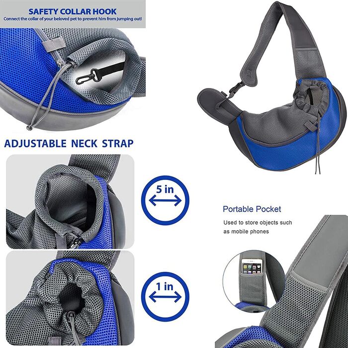 Тканинна переноска для собак та котів, маленьких тварин, розмір S (0-2 кг), зелена/блакитна