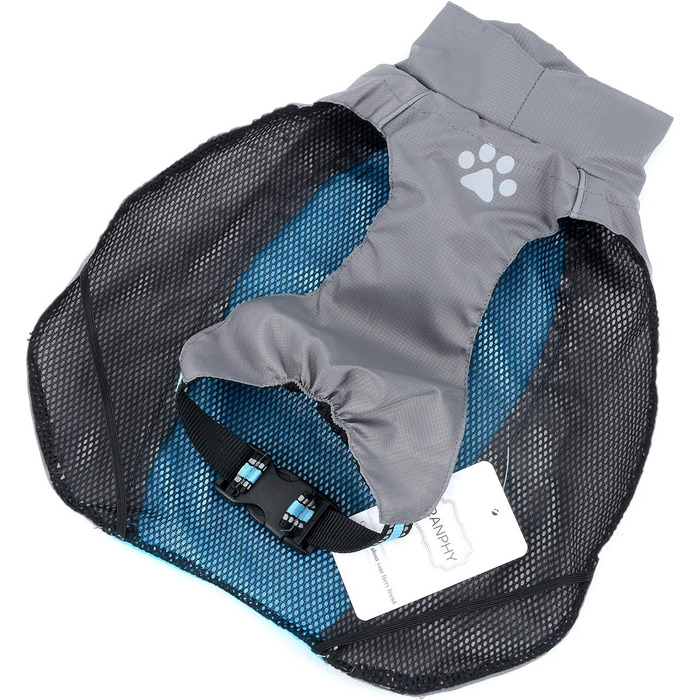 Водонепроникний дощовик для собак Ranphy, середній та великий розмір, з захистом живота, світловідбиваючий, дихаючий, для Дакселів та Лабрадорів, ультралегкий, безпечний, зелений 6XL, зелено-чорний (6XL(Обхват грудей:80см), синьо-сірий)