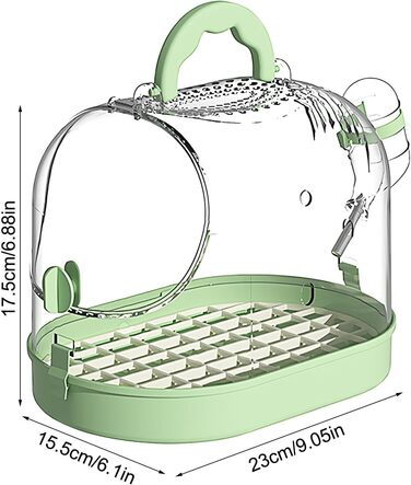 Переносна клітка для птахів: зручна транспортна коробка з безпечним замком (зелено-біла)