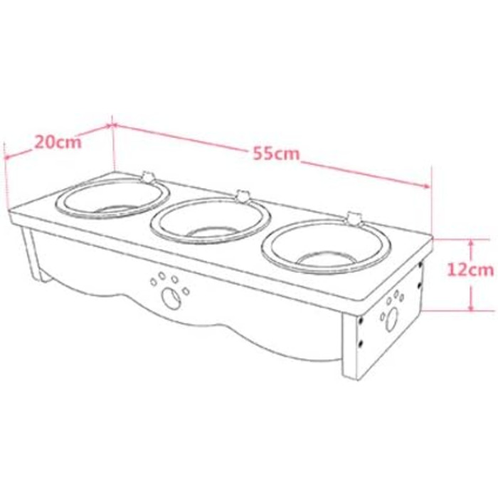 Набір мисок для котів CatS Design: кераміка та дерево, 3 шт. - годівниця для котів, миска для корму, безпечна для миття в посудомийній машині