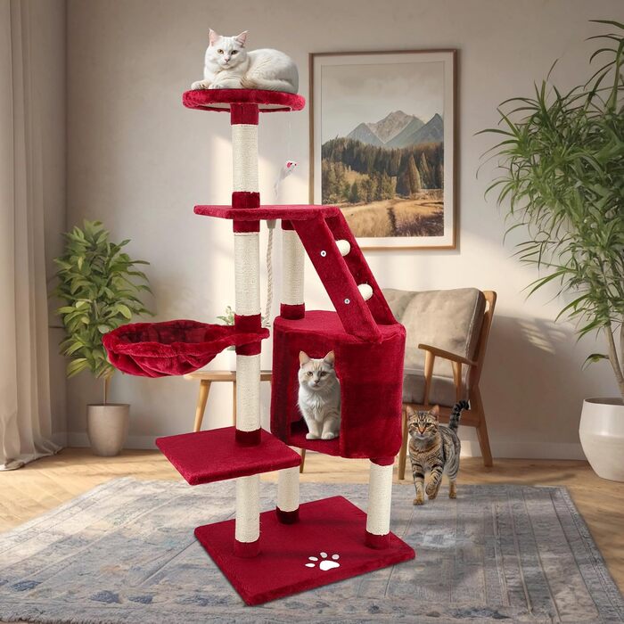 Дряпак для котів Beltom® Kratzbaum з платформою для ігор, 120 см (Вишневий)