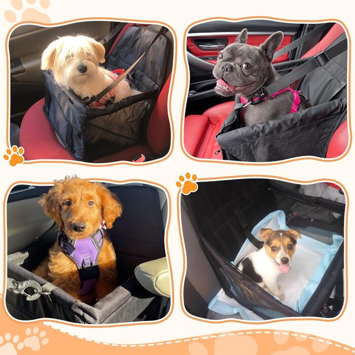 Автомобільний лежак для собак, чорний, 40x32x24 см, Oxford, дихаючий, знімний, для собак та котів