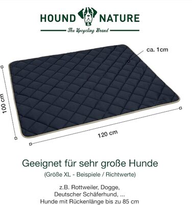 Екологічний килимок для собак HOUND & NATURE Davos XL 120x100 см, м'який та гігієнічний лежак для великих собак, праний, міцний, стійкий до зносу, тауп/синій
