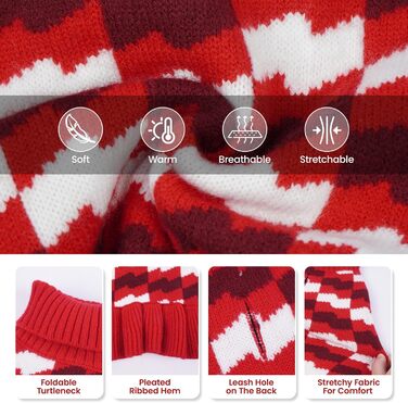 Пуловер для собак OUOBOB – зручний теплий пуловер з коміром-стійкою для дівчаток, великих порід, для холодних днів та свят (Новий Рік, День подяки), червоний, розмір XXXXX-Large, однотонний (Getaway Solids)