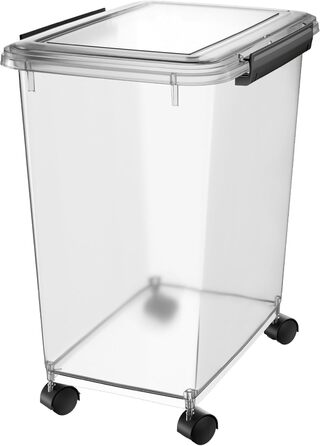 Контейнер для корму для собак Cetomo 32L (3 шт.) з роликами, герметичний, з силіконовим ущільнювачем, з застібками, прозорий, 32л (12кг)