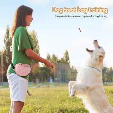 Сумка для ласощів для собак AWINNER – преміум силікон, 4 потужні магніти, регульований поясний ремінь – ідеально для дресирування цуценят та прогулянок на вулиці (Рожевий)