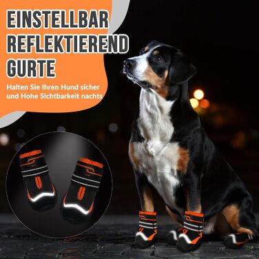 Зручні собачі черевики для захисту лап, 2 шт. - дихаючі, з неслизькою підошвою та світловідбиваючим кріпленням. Підходять для собак маленьких, середніх та великих порід. Ідеально для спорту та прогулянок на відкритому повітрі (Чорний, розмір 8).