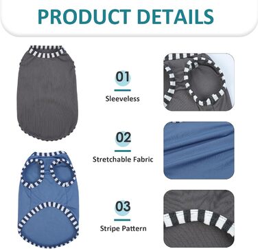 Сорочки для собак 2 шт. (Сірий, Синій) 3XL, захист від сонця, дихаючі, без рукавів, для великих собак, Golden Retriever, літо