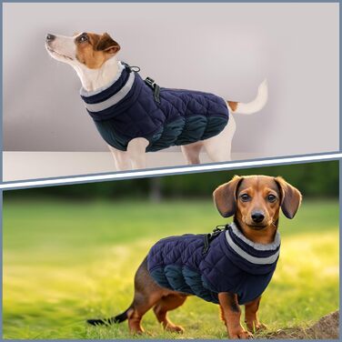 Зимовий одяг для собак CITETOILE: теплий водонепроникний жилет з флісовою підкладкою та світловідбиваючими елементами (М, темно-синій)