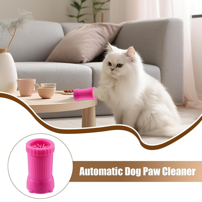 Автоматичний очисник лап для собак - чаша для миття лап, USB-пристрій для собак, котів, для малих, середніх та великих порід, рожевий