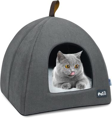 Будиночок-лежак PETCUTE для великих котів і собак, знімна подушка, м'яка котяча печера, прана, не ковзає