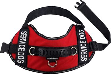 Шлея для собак ActiveDogs Air-Tech XL, Cordura, червона, з ручкою, ADA-картками та світловідбивними нашивками для сервісних собак (73,7-101,6 см)