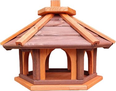Дерев'яний шестигранний годівничка для птахів Vogel Futter Haus, садова кормушка для диких птахів, коричнево-червона