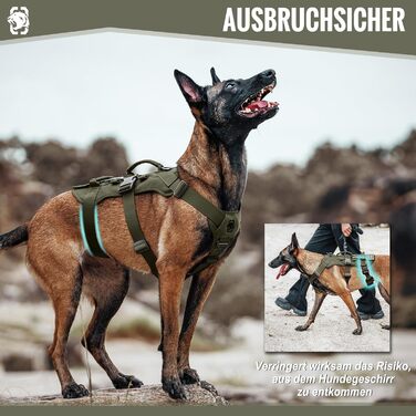 Шлейка для собак OneTigris T-Bone тактична, зелена, M (14-27 кг) - для полювання, прогулянок, тренувань