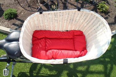 Корзина для собак на багажник Marcus Hundefahrradkorb XXL з плетіння з лози та металевим ґратом, з подушкою