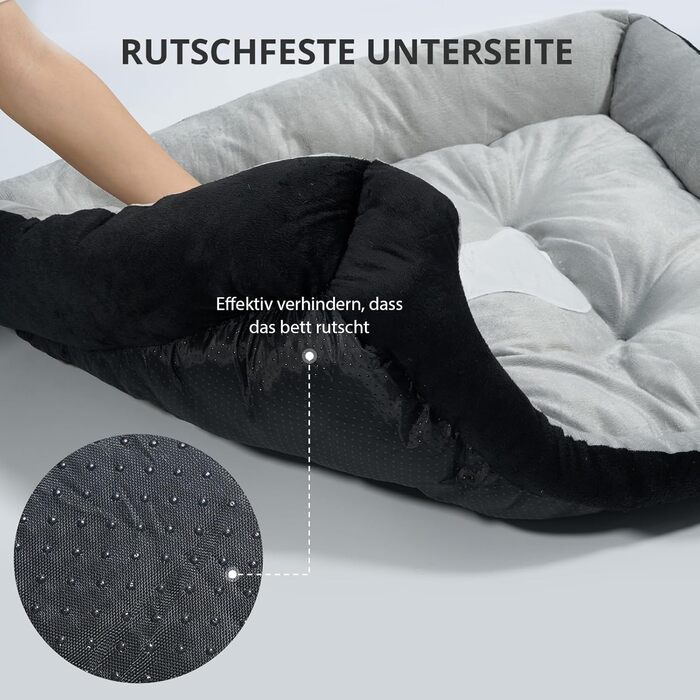 Лежанка для собак середнього розміру з високими бортиками та знімним чохлом, 80x60x15 см (Сірий), BLACK