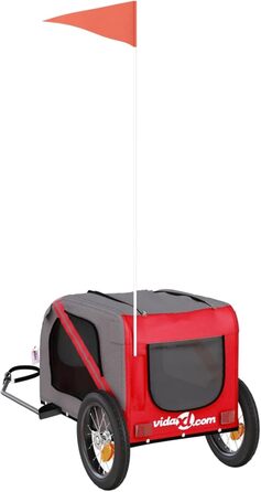 Фahrradanhänger від BaraSh: Причіп для велосипеда для собак та дітей, червоний та сірий, Oxford-Gewebe, сталь