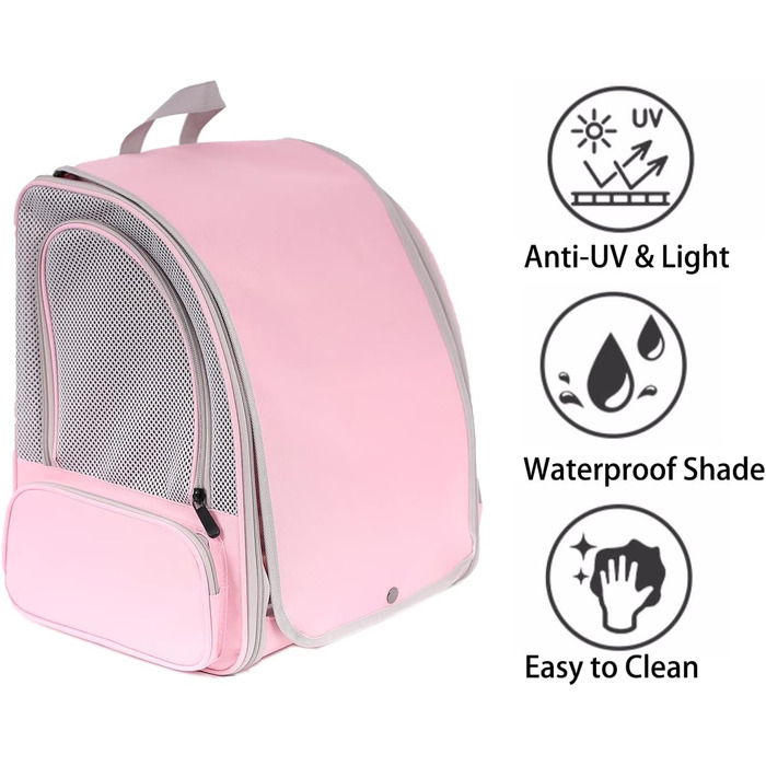 Транспортний бокс для папуг Orizzp з дерев'яною перекладиною та піддоном (рожевий)