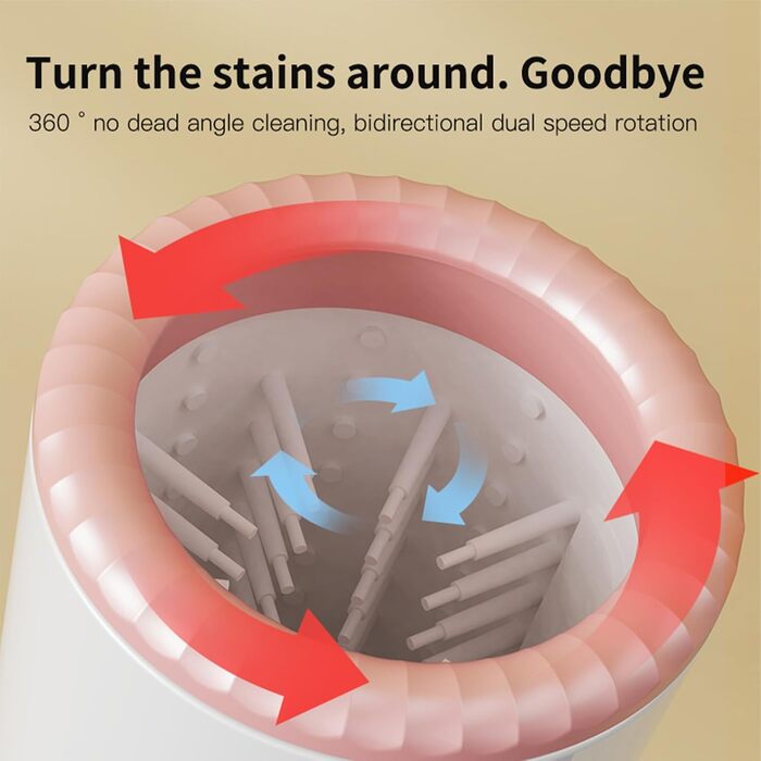 Автоматична мийка для лап собак та котів | USB-зарядка | Для будь-яких порід | Білий, Рожевий