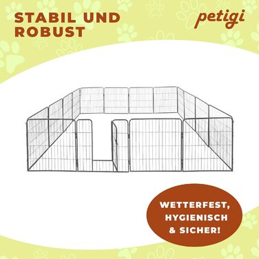 Клітка для цуценят Petigi, вольєр з порошковим покриттям, складаний, розмір комірки 47 мм, для використання в саду, 80x80 см
