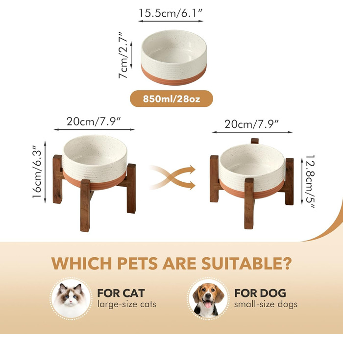 Керамічна годівниця та миска для води Havniva для собак маленьких порід, з неслизьким дном (800 мл, арктичний білий)