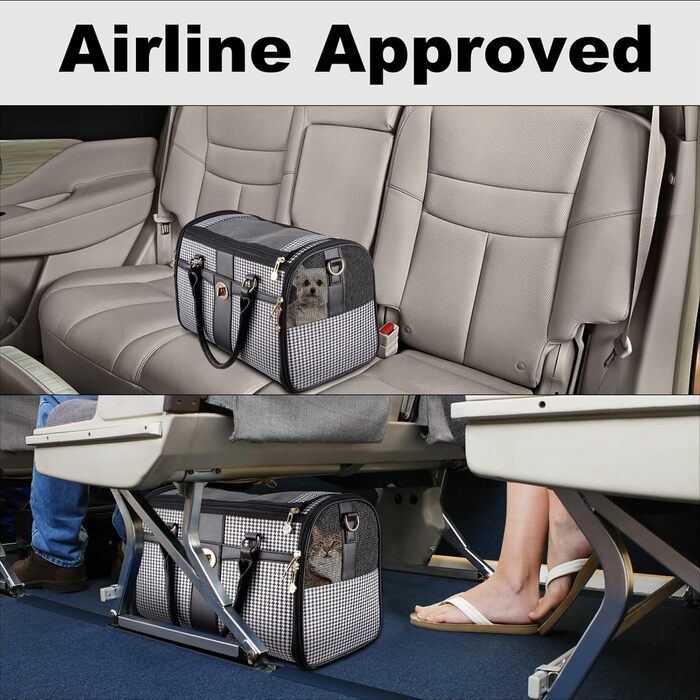 Сумка-переноска для собак NewEle Fashion, чорна, для маленьких собак до 4.5 кг, з великими кишенями, підходить для подорожей (авіакомпанії)