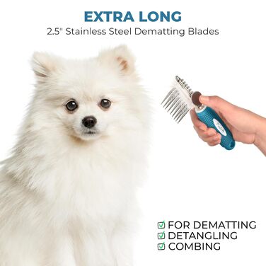 Гребінець для пуделів та інших тварин від ковтунів, синій. З нержавіючої сталі, 6,5 см. Для собак та котів.