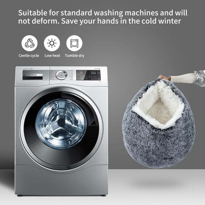 Кругле ліжко для собак та котів з капюшоном, плюшеве, гніздо-печеринка, самонагріваюче, у формі пончика, антистрес, для цуценят та кошенят, велике (27.5 дюймів), середнє (23.6 дюймів), колір: градієнт темно-сірого