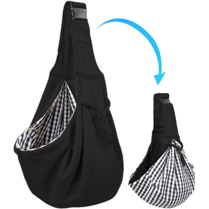 Чорна сумка-переноска для собак маленьких порід, зручна для подорожей, з регульованим ремінцем