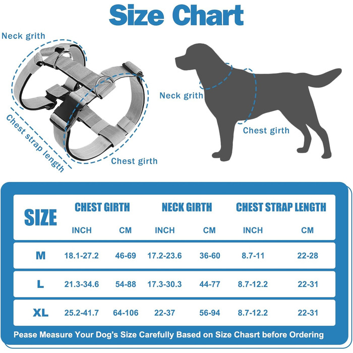 Шлейка для собак FeimaX великих порід, тактична, не тягне, дихаюча, комфортна (XL, сіра)
