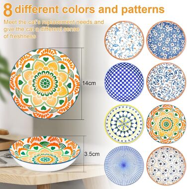 Набори керамічних мисок для котів FOSTBEEN (8 шт.), для корму та води, без втоми вусів, підходять для кошенят