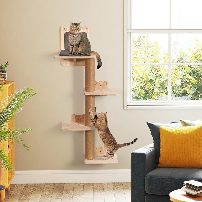 Кігтеточка для котів LitaiL Wandkratzbaum: 4 яруси, 110 см, з екошкіри, сірий колір