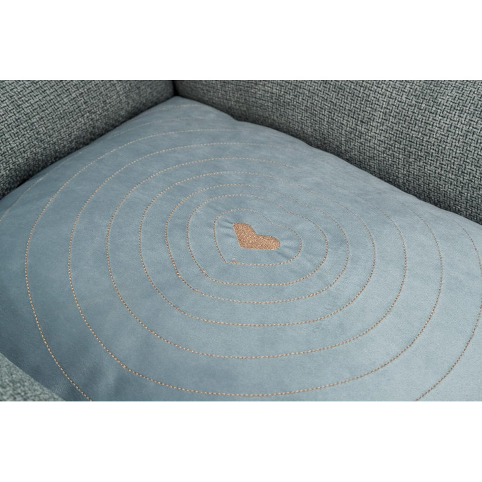 Торрікс Крісло-лежанка для собак Вівана 60x50 см блакитно-сіре, м'яке, з велюровим покриттям, для маленьких собак, з інтегрованим матрацом, антиковзаюча поверхня, м'яке та миється – 37540 L 60 x 50 x 16 см