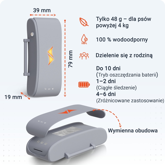 GPS-трекер для собак та котів PAJ, прямокутний ідентифікатор-локатор, сірий
