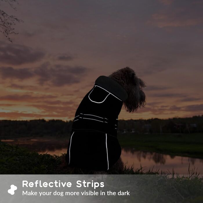 Водонепроникна куртка для собак на зиму, тепла жилетка для великих собак, флісова куртка з світловідбиваючими елементами, чорний колір, розмір XL