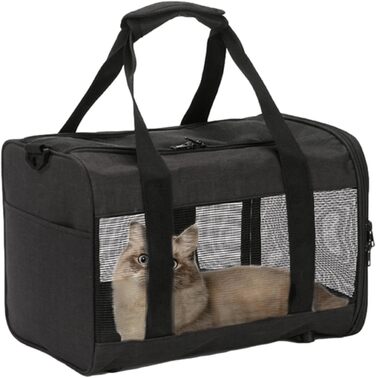 Транспортна переноска для тварин, складана сумка-переноска для котів та собак, чорна