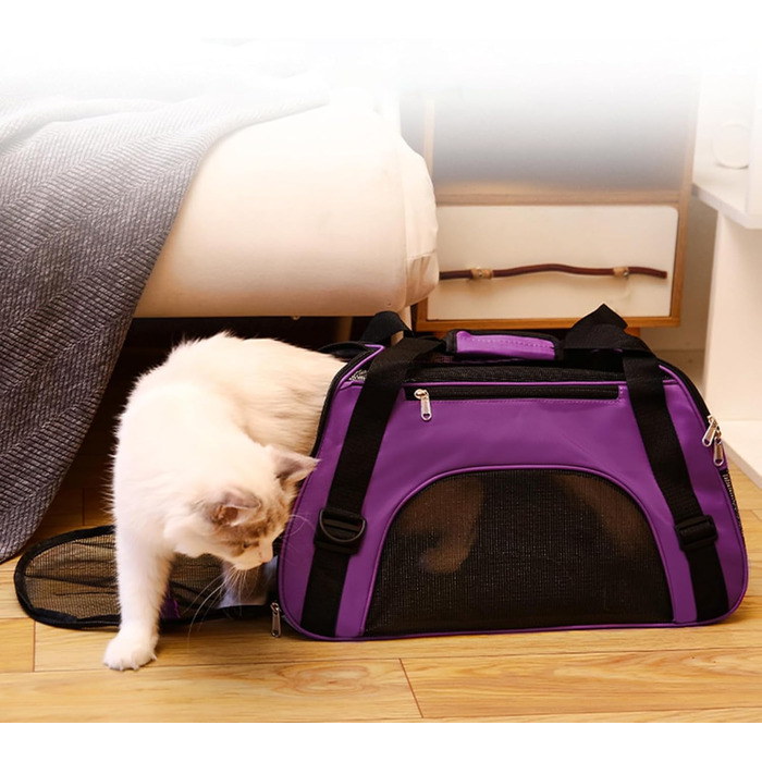 Сумка-переноска для тварин, портативна, для цуценят, дихаюча, неслизька, для подорожей, прогулянок та хандерінгу на природі, фіолетова