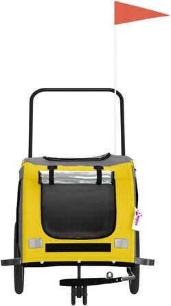 Фасба: Причіп для собак до велосипеда, причіп для тварин, безпечний з відбивачами та прапорцем, для котів та собак, жовто-сірий, Oxford-тканина та метал