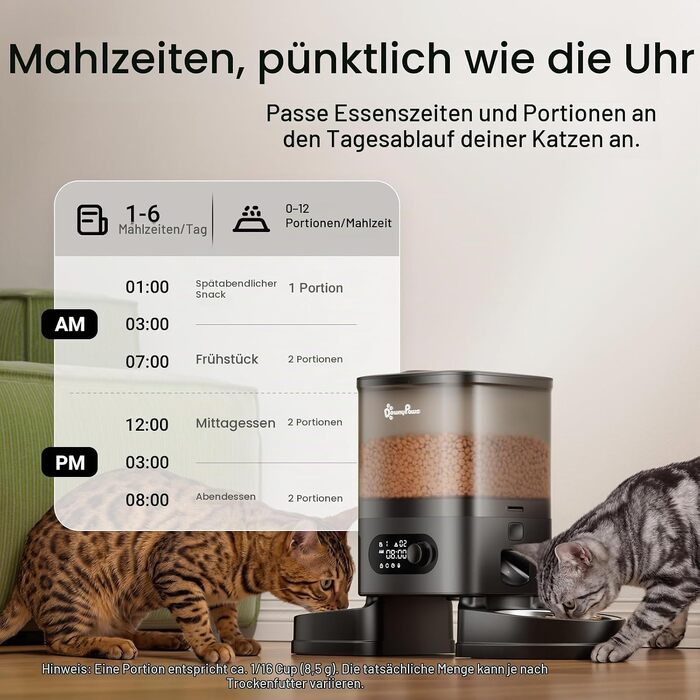 Автоматична годівниця для котів DownyPaws на 2 миски, бездротова, з таймером, чорна