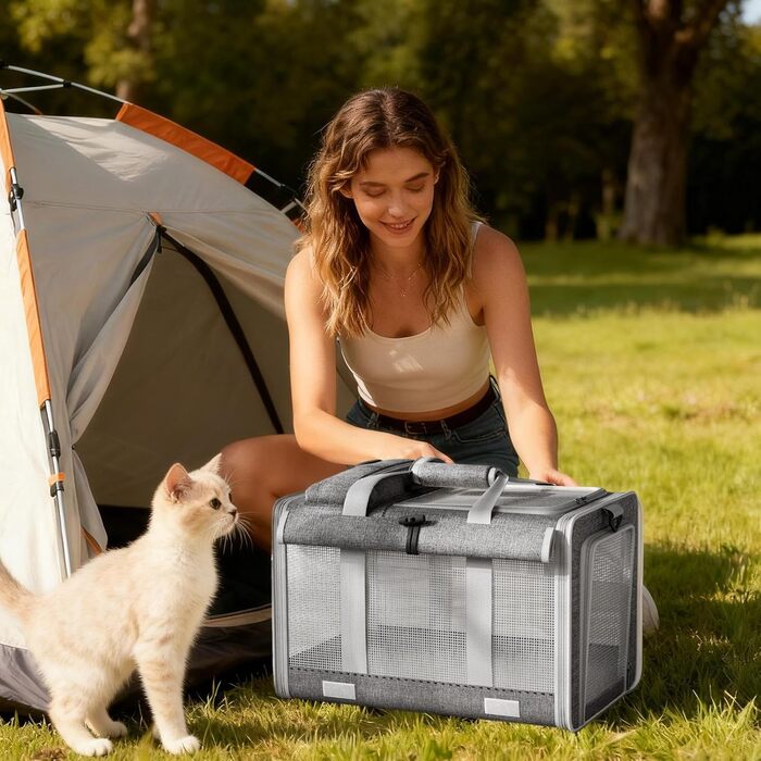 Сумка-переноска для собак та котів, сіра. Ідеальна для подорожей, прогулянок та кемпінгу