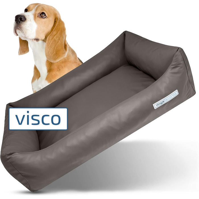 Крісло-ліжко для собак з віско-матрацом, миється - високоякісне собаче ліжко - захищає суглоби - міцна собача підстилка - бежеве, розмір L - 115 x 85 см