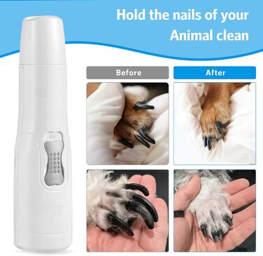 Електричний шліфувальник для нігтів собак Brifit, тихий, для собак, котів та інших домашніх тварин, білий - сріблястий