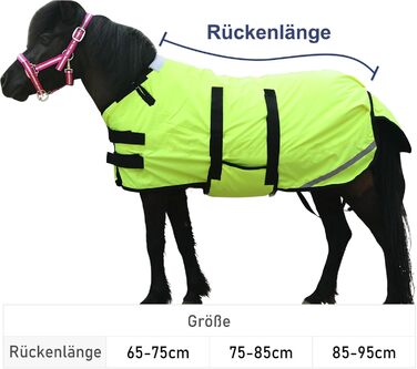 Gallopoff Зимова попона для поні, 300D, 150 г/м², водонепроникна, дихаюча, для поні, лошат, міні- та карликових коней, жовта, 65-75 см