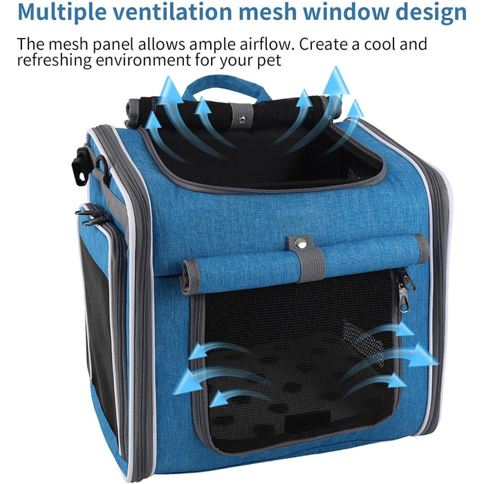 Корзина для собаки на велосипеді, переноска для тварин, регульована сумка, рюкзак з вентиляцією для транспортування, їзди на велосипеді, подорожей, кемпінгу, піших прогулянок, подорожей
