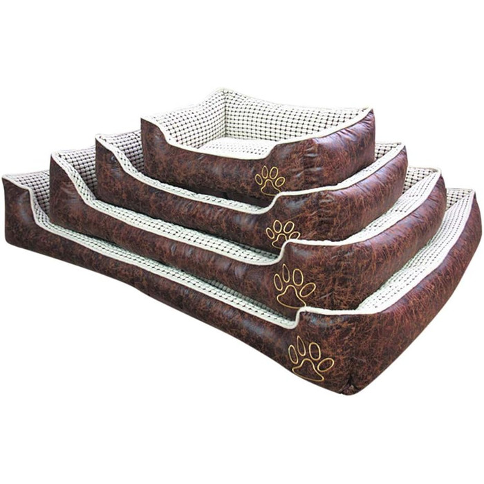 М'яке розкішне ліжко для собак GUOCU з знімним подушкою, водонепроникне, з кортекс-матеріалу, для домашніх тварин, різних розмірів, XXL (L (70x55x22 см), Бежевий)