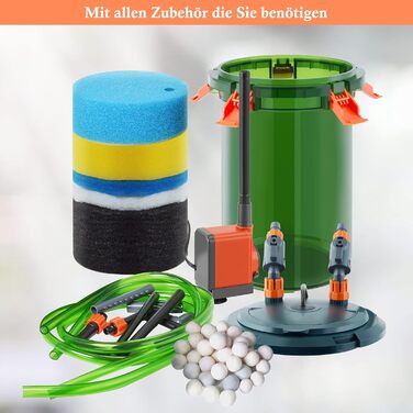 Зовнішній фільтр для акваріума FEDOUR 450/600 л/год, 5Вт, каністровий, з фільтрувальним матеріалом, для акваріумів 35-120 л