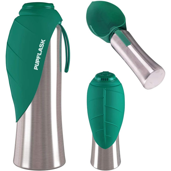 Пляшка для води для собак PupFlask 800/1200 мл, нержавіюча сталь, портативна поїлка для подорожей, герметична, для всіх порід